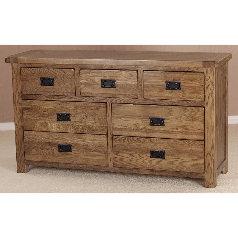 Sherwood Dark Solid Oak 7 Drawer Wide Chest